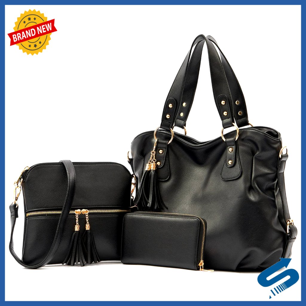 Large Hobo Tote Set With Crossbody Bag And Wallet, 3-Piece Pu Leather